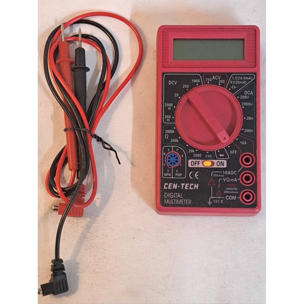 CEN-TECH 7 Function Digital Multimeter w/ Test Leads Item 90899 Tested Working